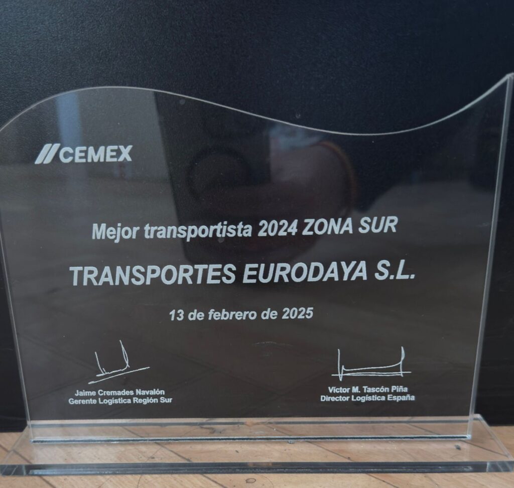 Premio Cemex a Eurodaya transportes. Mejor Transportista del año 2024 Zona Sur